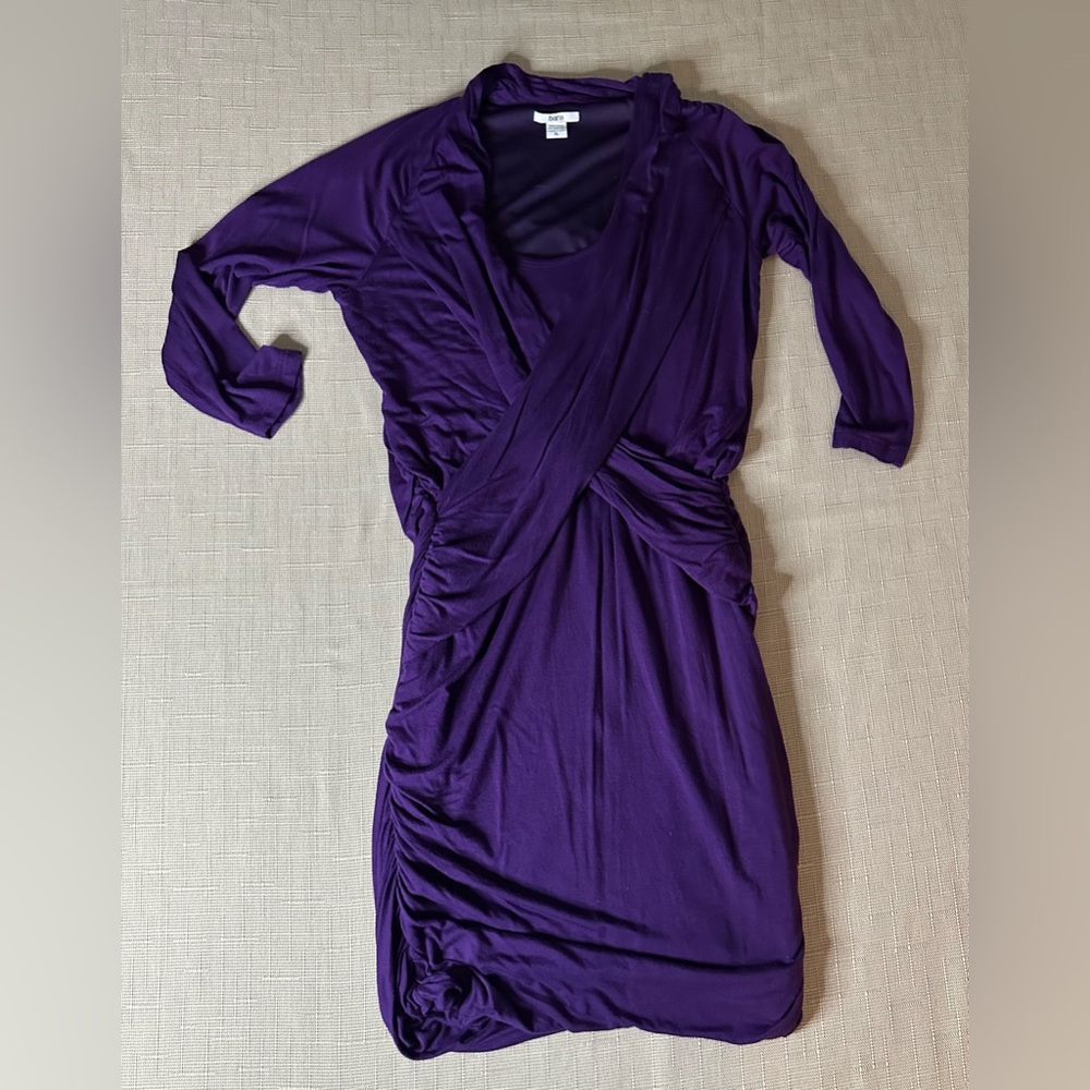 Bar III Faux Wrap Purple Blk Berry Mini Dress XL
